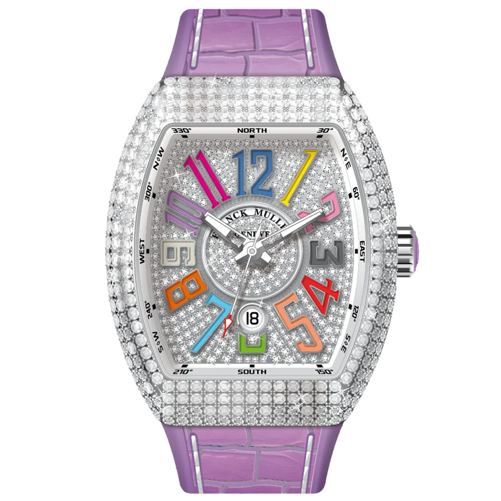 V45 Vanguard Colour Dreams Stainless Steel Diamond Case and Dial -Purple