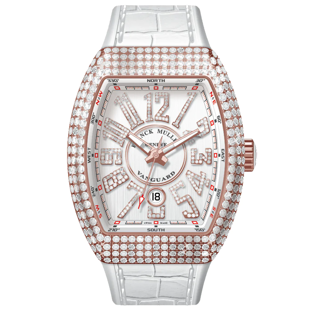 V45 Vanguard Rose Gold Diamond Case and Index - White