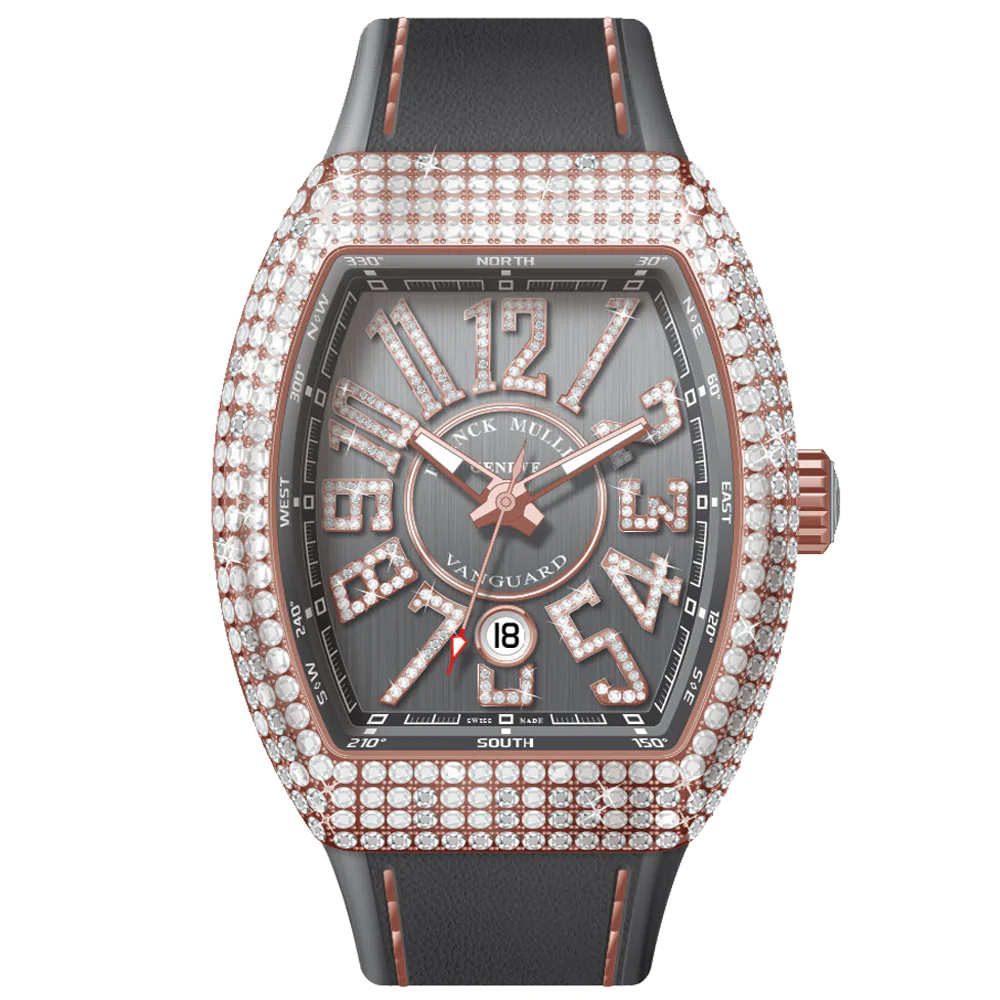 V45 Vanguard Rose Gold Diamond Case and Index - Grey