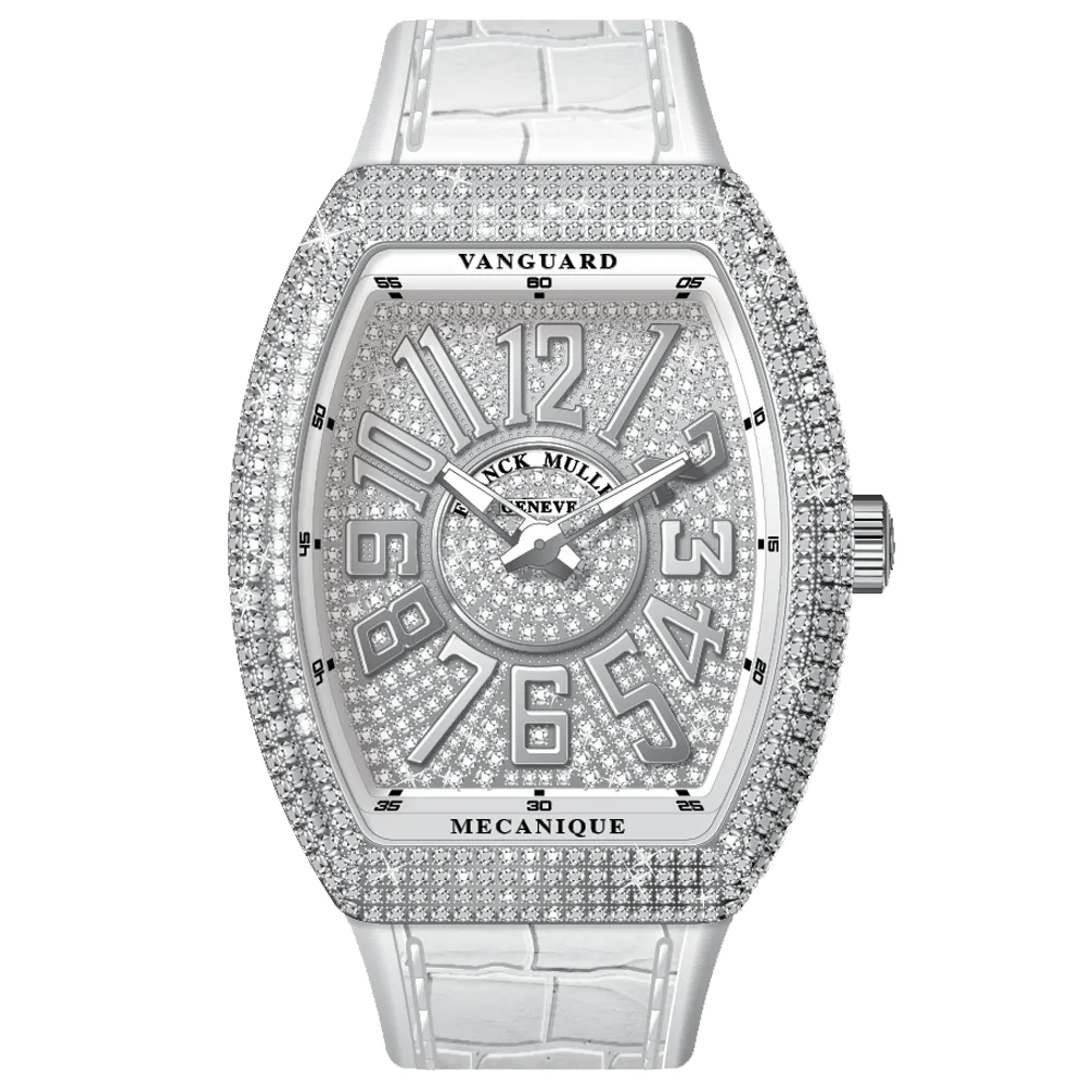 V45 Vanguard Slim Stainless Steel White Diamonds Case and Dial - White