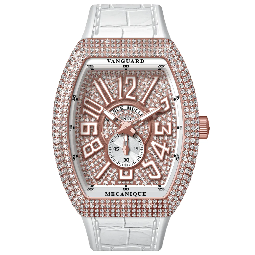 V45 Vanguard Slim Rose Gold White Diamonds Case and Dial White Numerals