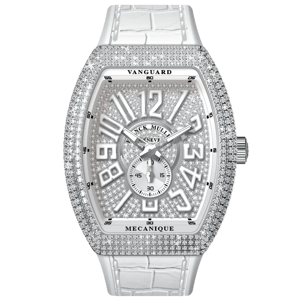 V45 Vanguard Slim Stainless Steel White Diamonds Case and Dial White Numerals
