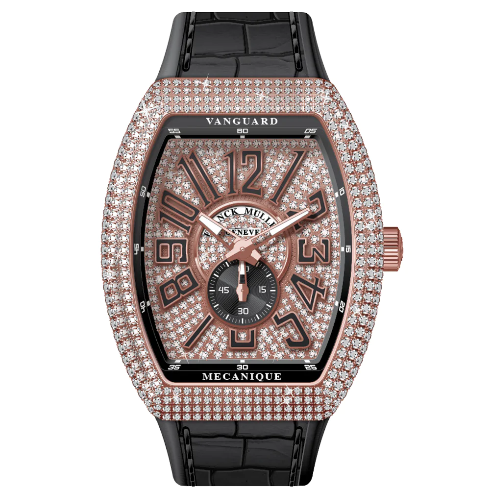 V45 Vanguard Slim Rose Gold White Diamonds Case and Dial Black Numerals