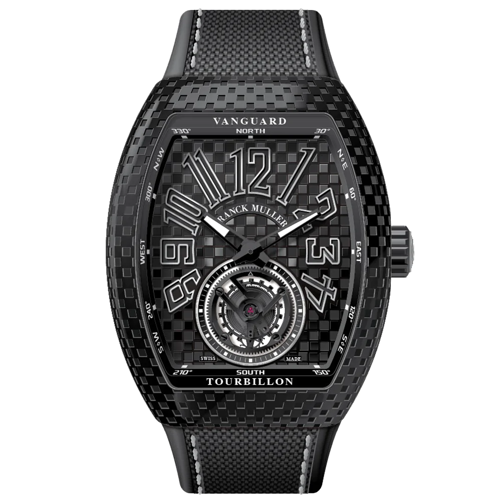 V45 Vanguard Pixel Brushed Black Stainless Steel Tourbillon