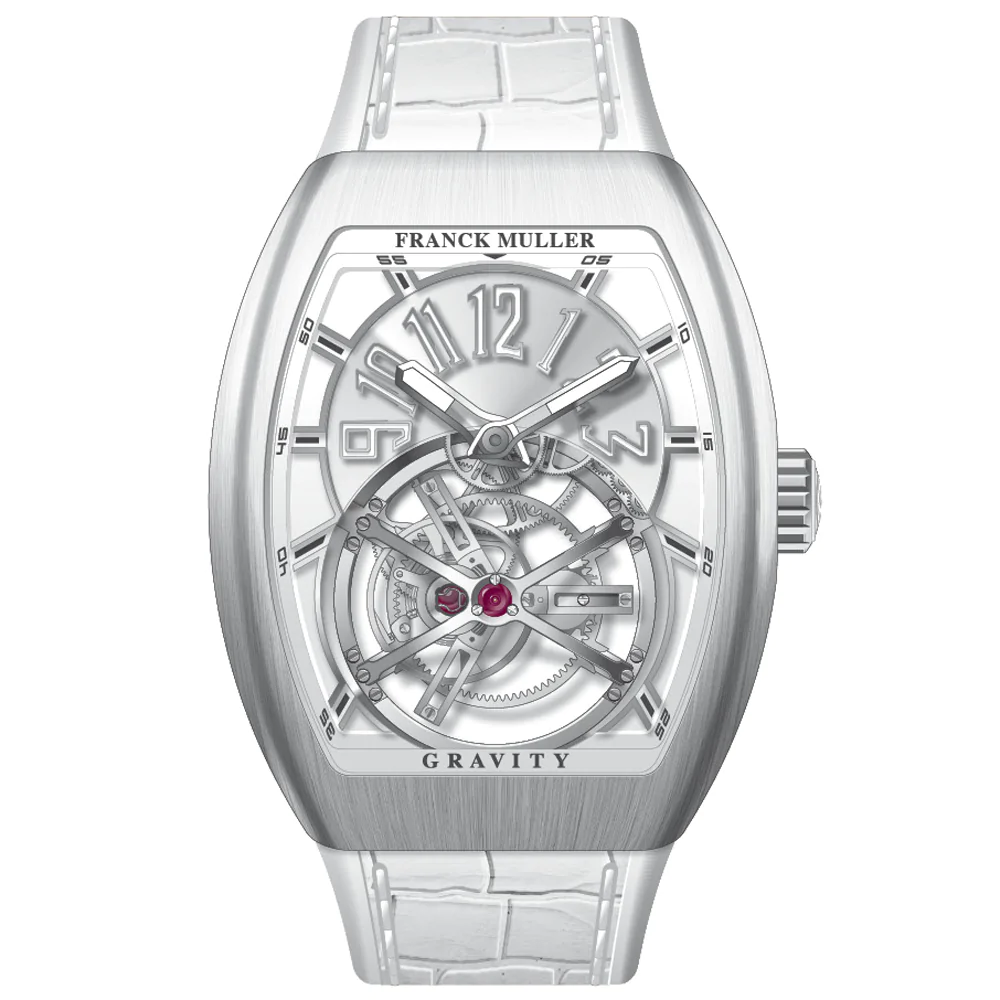 V45 Vanguard Gravity Tourbillon Brushed Steel - White
