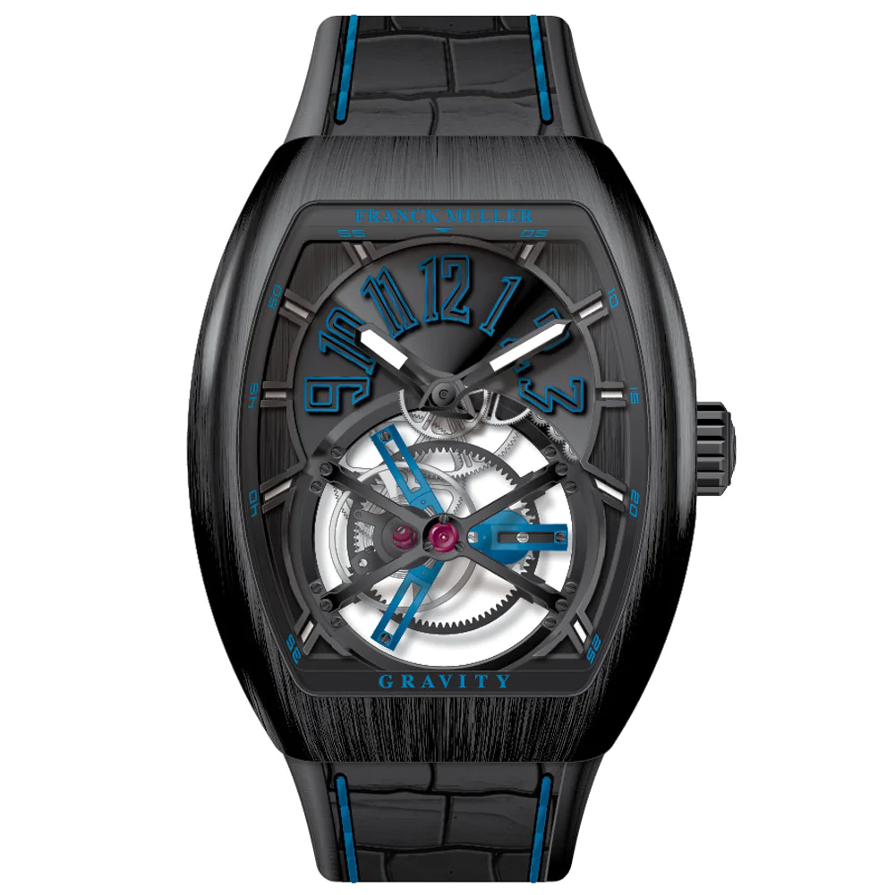 V45 Vanguard Gravity Tourbillon Brushed Black Titanium - Blue