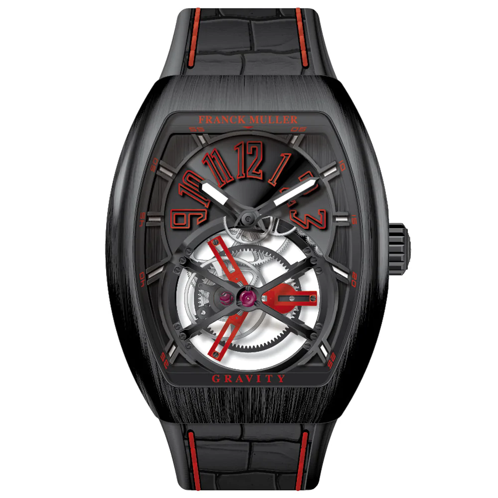 V45 Vanguard Gravity Tourbillon Brushed Black Titanium - Red