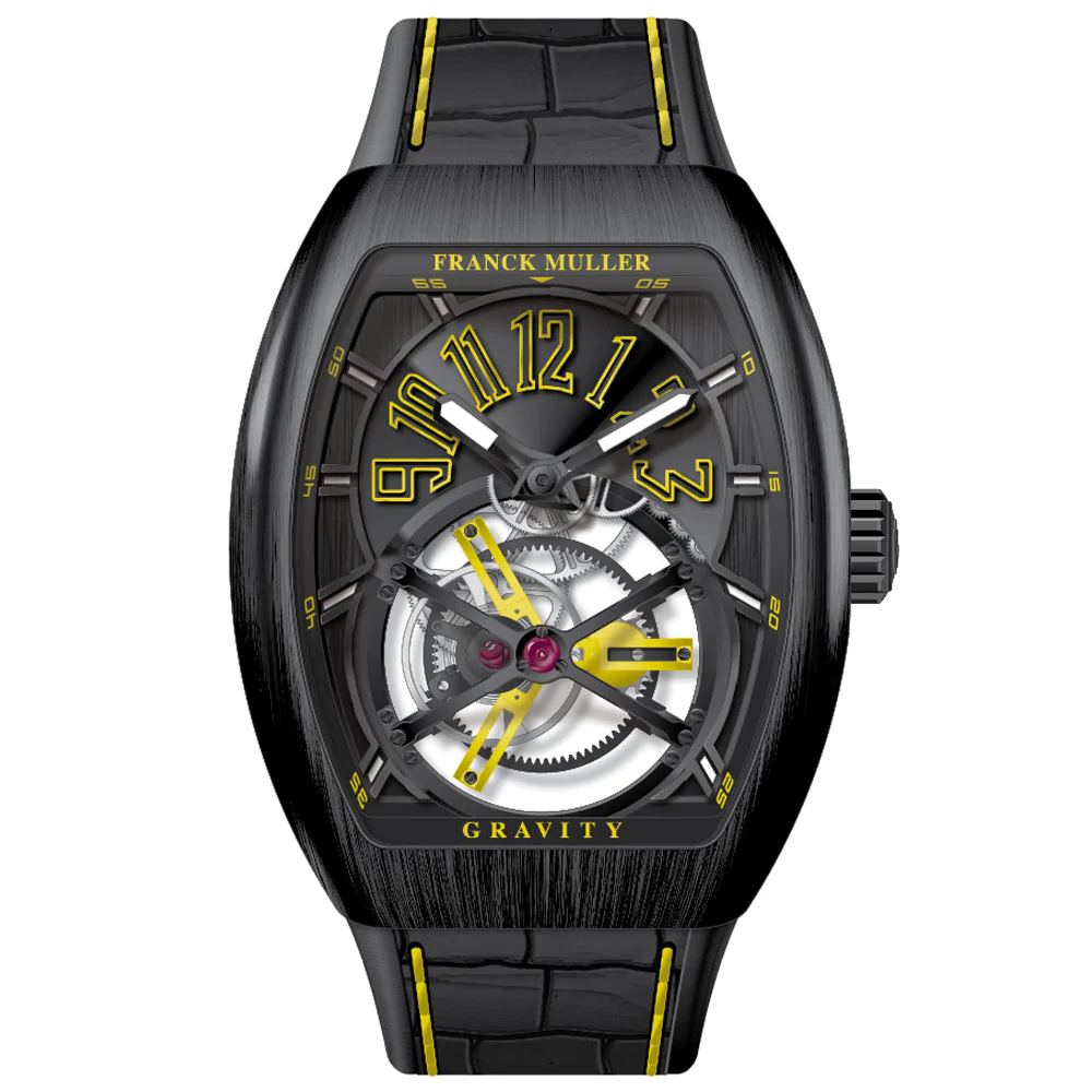 V45 Vanguard Gravity Tourbillon Brushed Black Titanium - Yellow