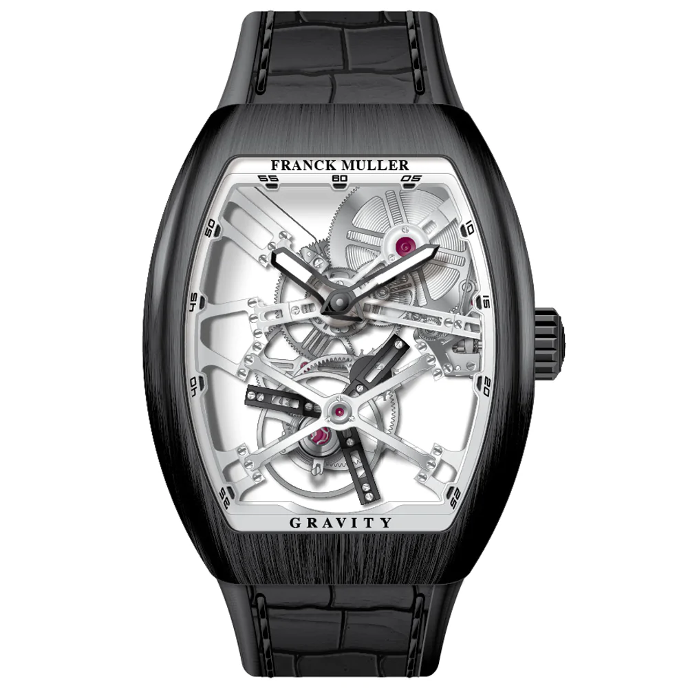 V45 Vanguard Gravity Skeleton Tourbillon Brushed Black Titanium - White