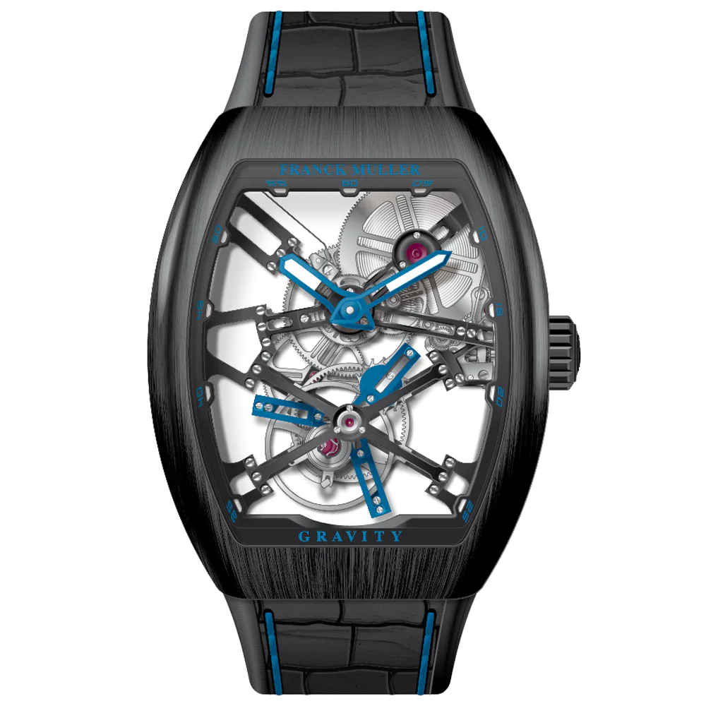 V45 Vanguard Gravity Skeleton Tourbillon Brushed Black Titanium - Blue