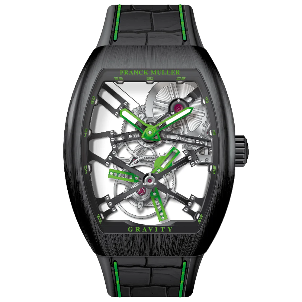 V45 Vanguard Gravity Skeleton Tourbillon Brushed Black Titanium - Green
