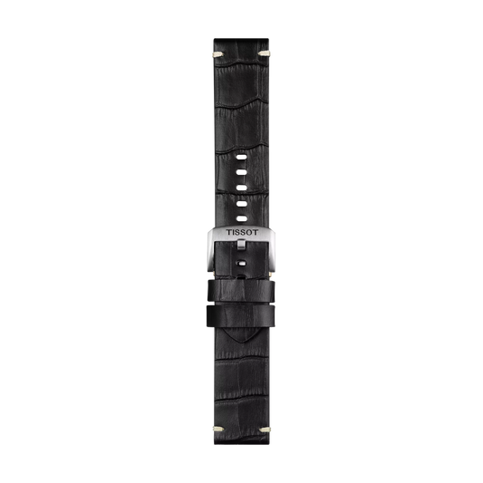 Tissot siyah deri kayış boynuz aralığı 22 mm