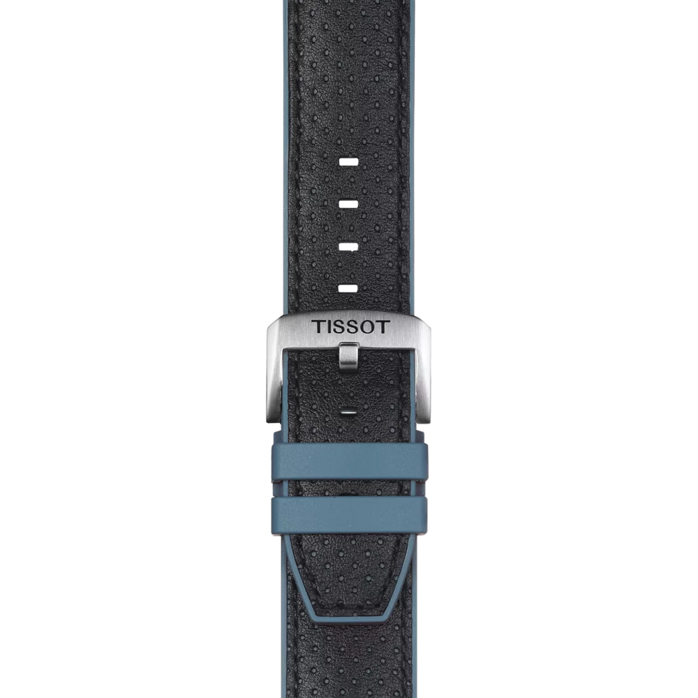 Tissot mavi deri ve kauçuk kayış boynuz aralığı 22 mm