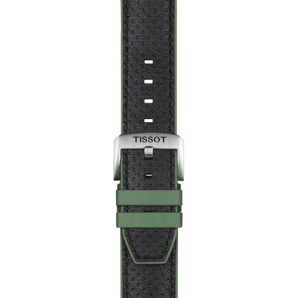 Tissot yeşil deri ve kauçuk kayış boynuz aralığı 22 mm