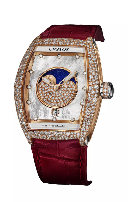 Cvstos Re-Belle Moon 5N Red Gold/Diamond Snow Setting White MOP