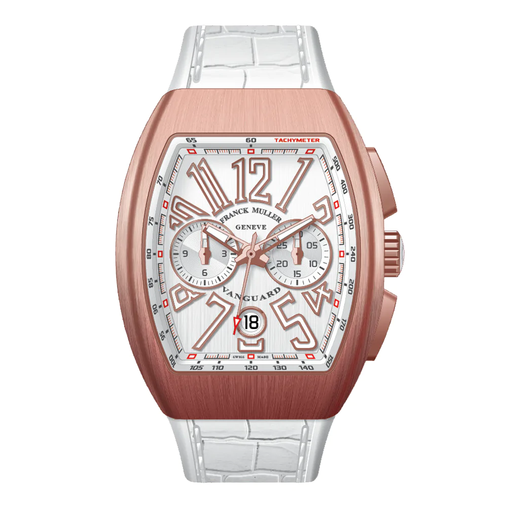 V41 Vanguard Chrono Brushed Rose Gold - White