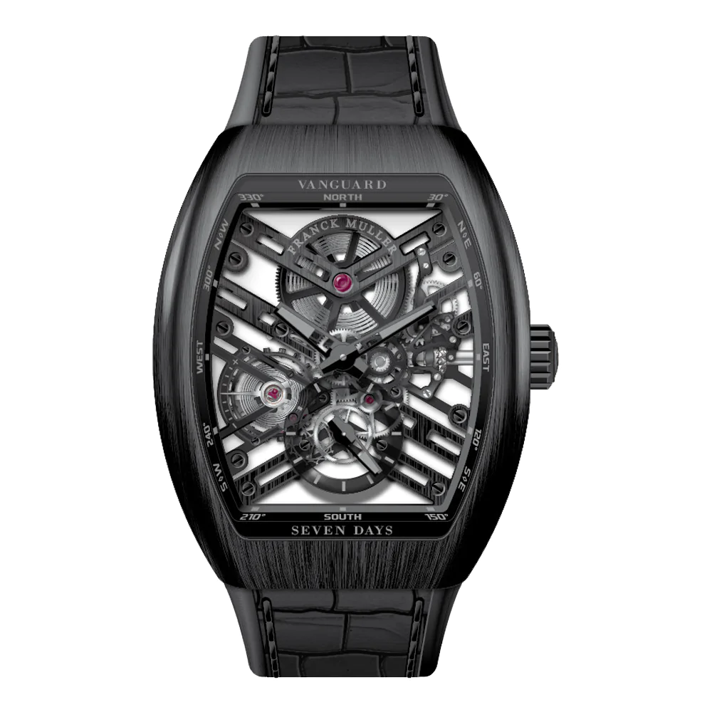 V41 Vanguard Seven Days Skeleton Brushed Black Titanium