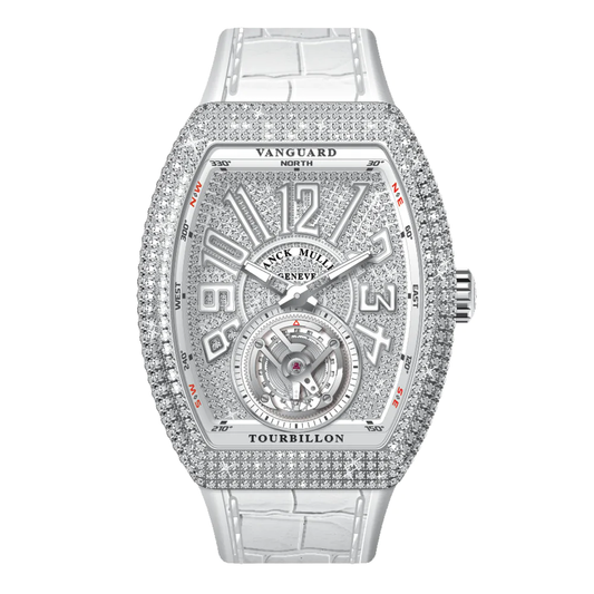 V41 Vanguard Tourbillon Stainless Steel White Diamonds Case and Dial - White