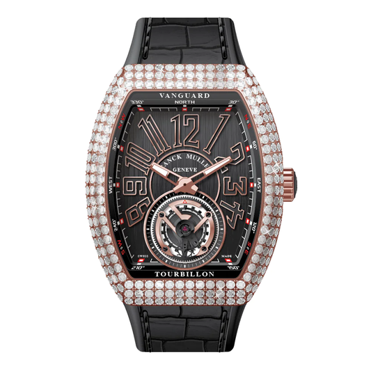 V41 Vanguard Tourbillon Rose Gold White Diamonds Case - Black