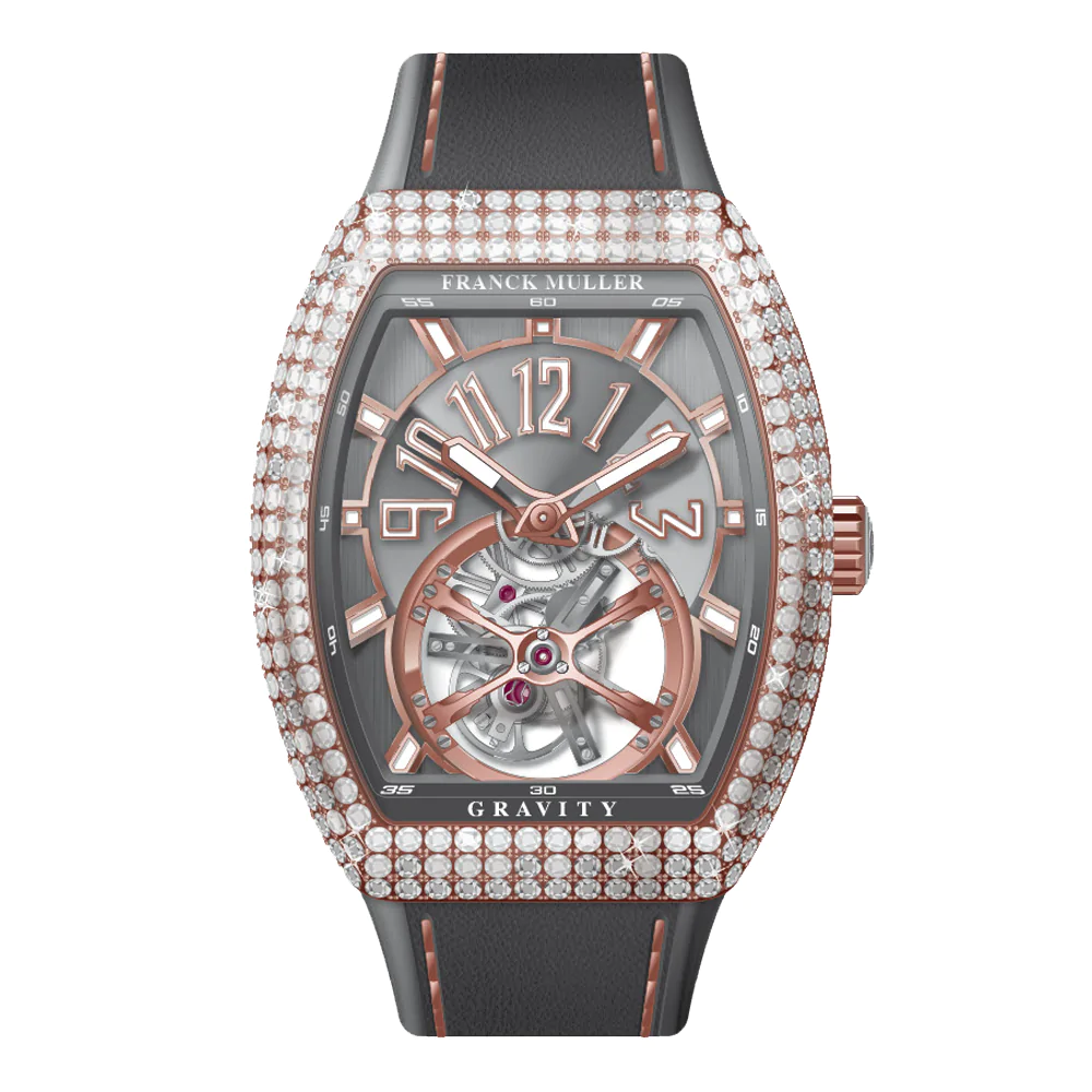 V41 Vanguard Gravity Tourbillon Rose Gold White Diamonds - Grey