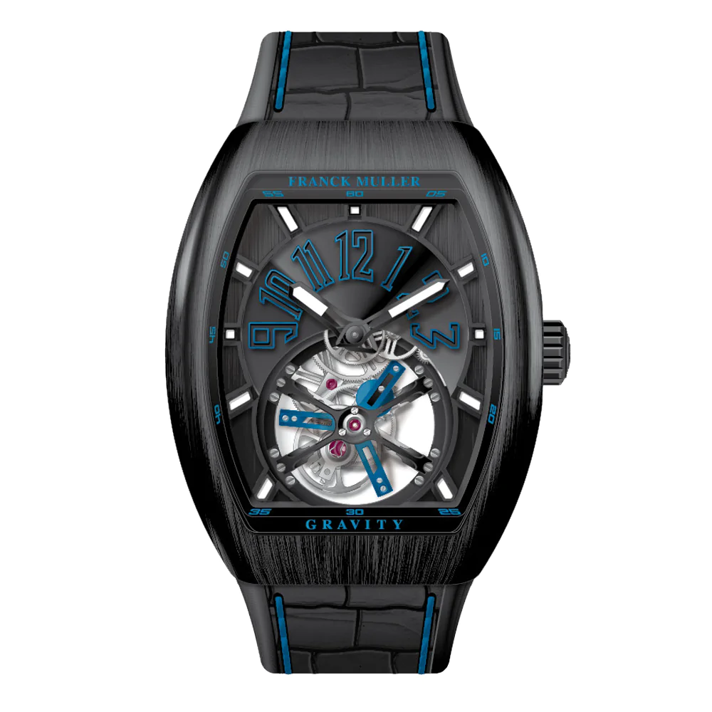 V41 Vanguard Gravity Tourbillon Brushed Black Titanium - Blue