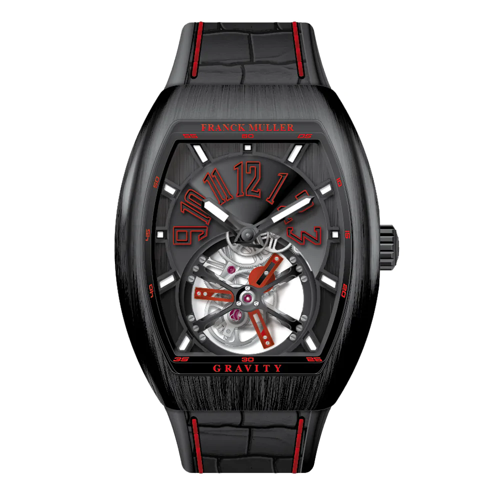 V41 Vanguard Gravity Tourbillon Brushed Black Titanium - Red