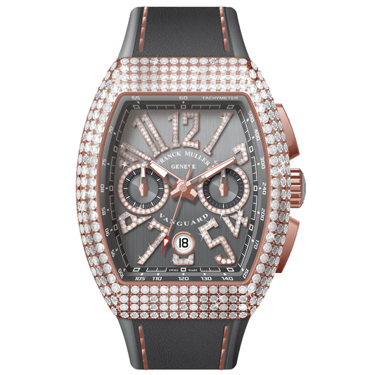 V45 Vanguard Chrono Classical Rose Gold White Diamonds Case and Numerals- Grey