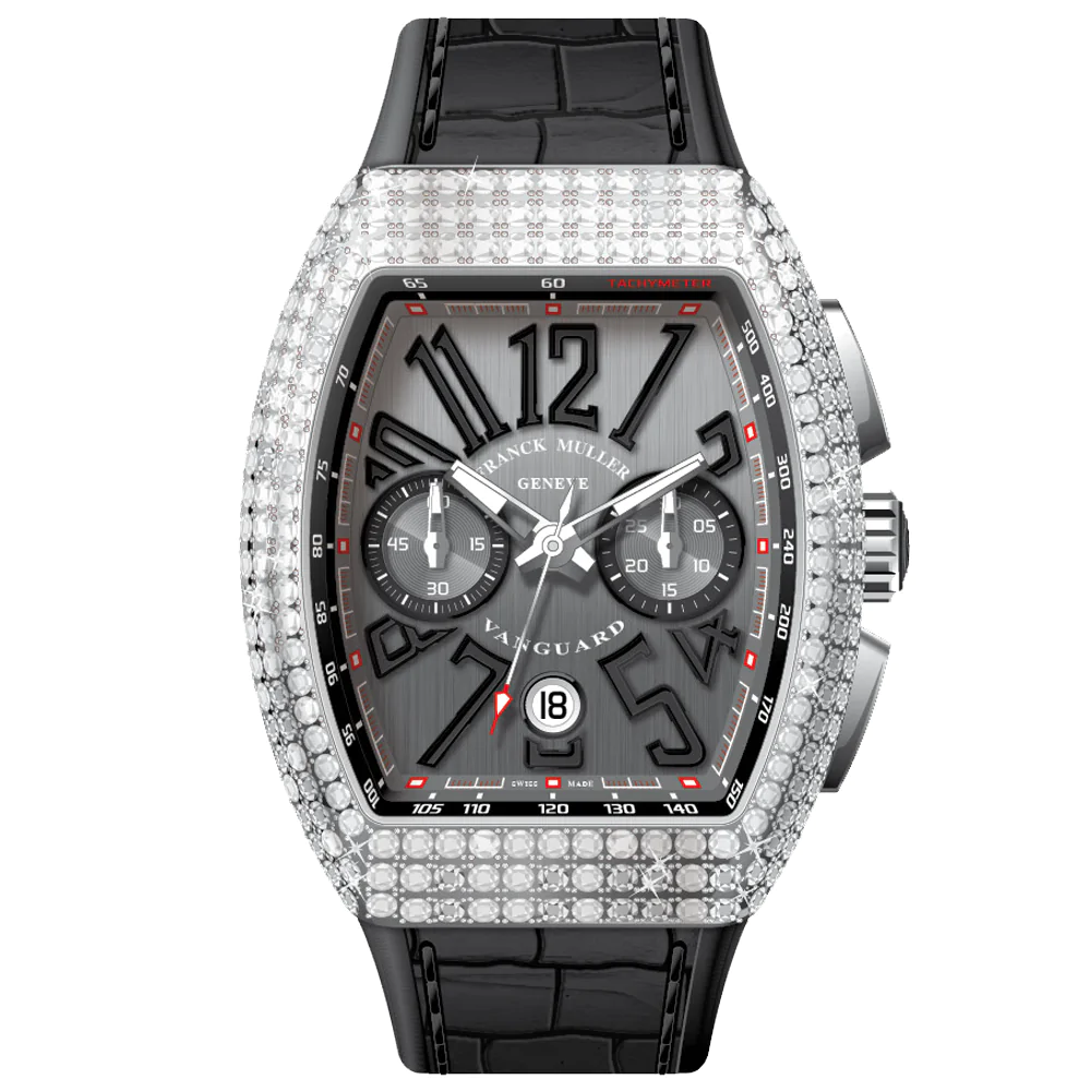 V45 Vanguard Chrono Classical White Diamonds Stainless Steel Case