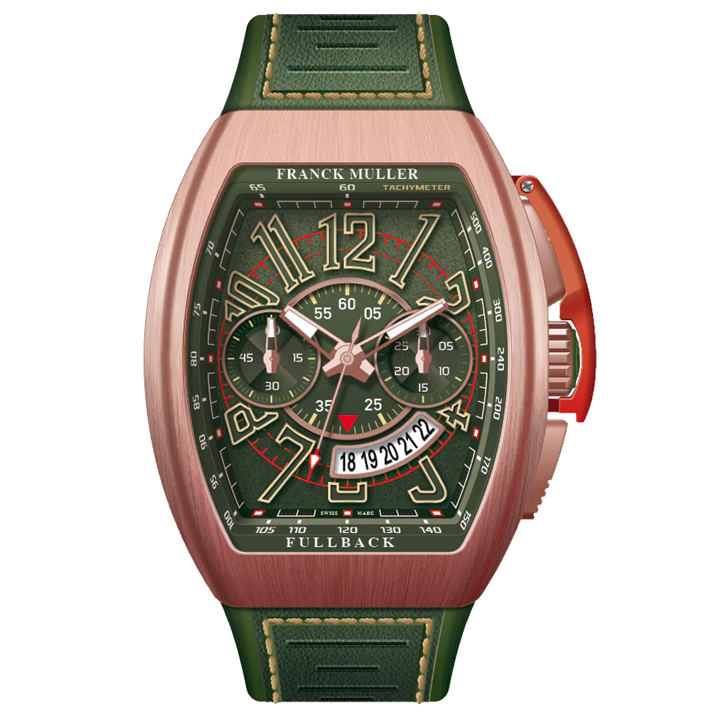 V45 Vanguard Chrono Fullback Brushed Rose Gold - Green