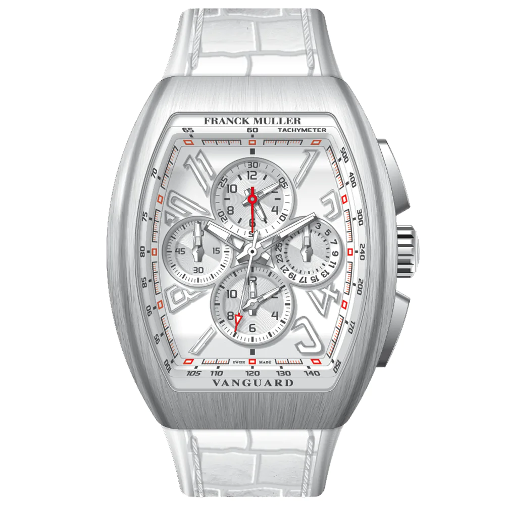 V45 Vanguard Chrono Master Banker Brushed Stainless Steel - White