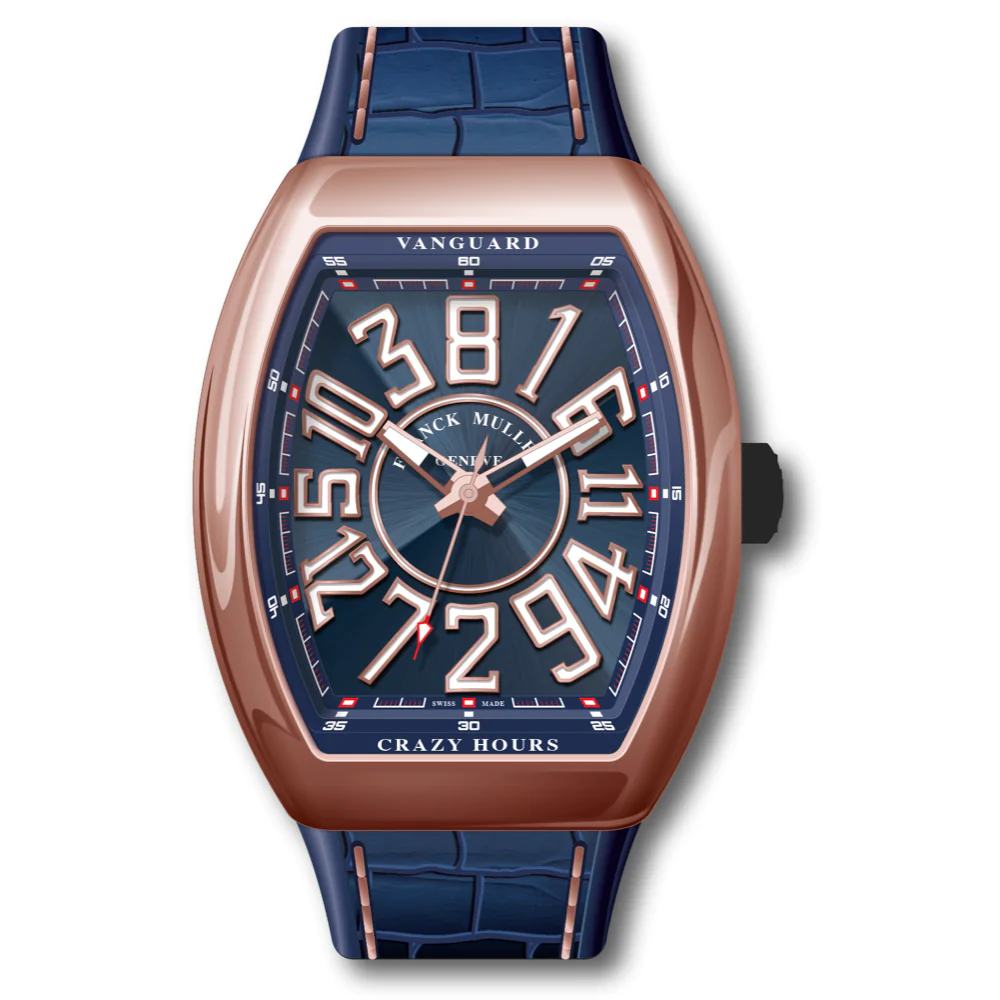 V45 Vanguard Crazy Hour Polished Rose Gold - Blue Details