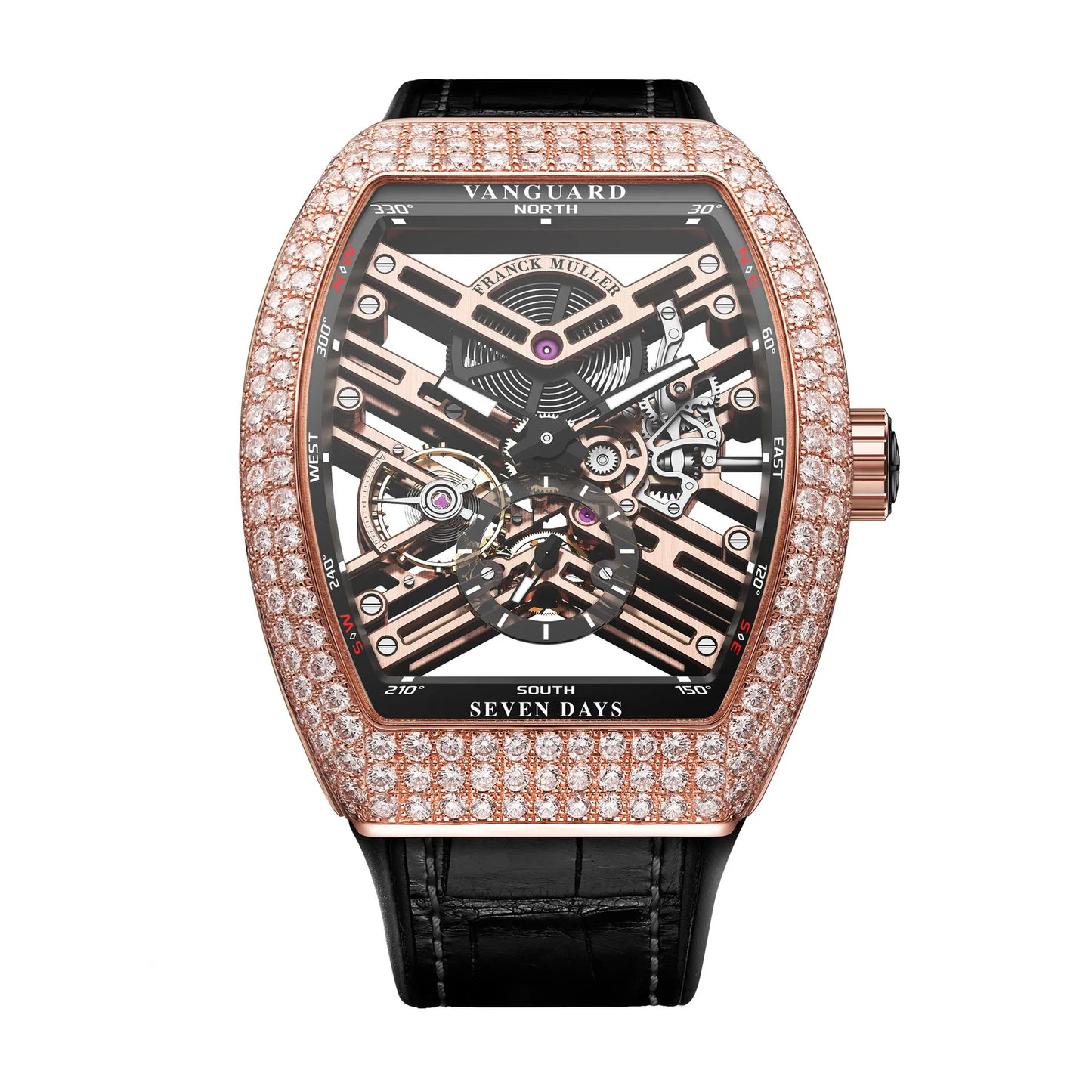 V45 Vanguard Skeleton Rose Gold Full Diamond