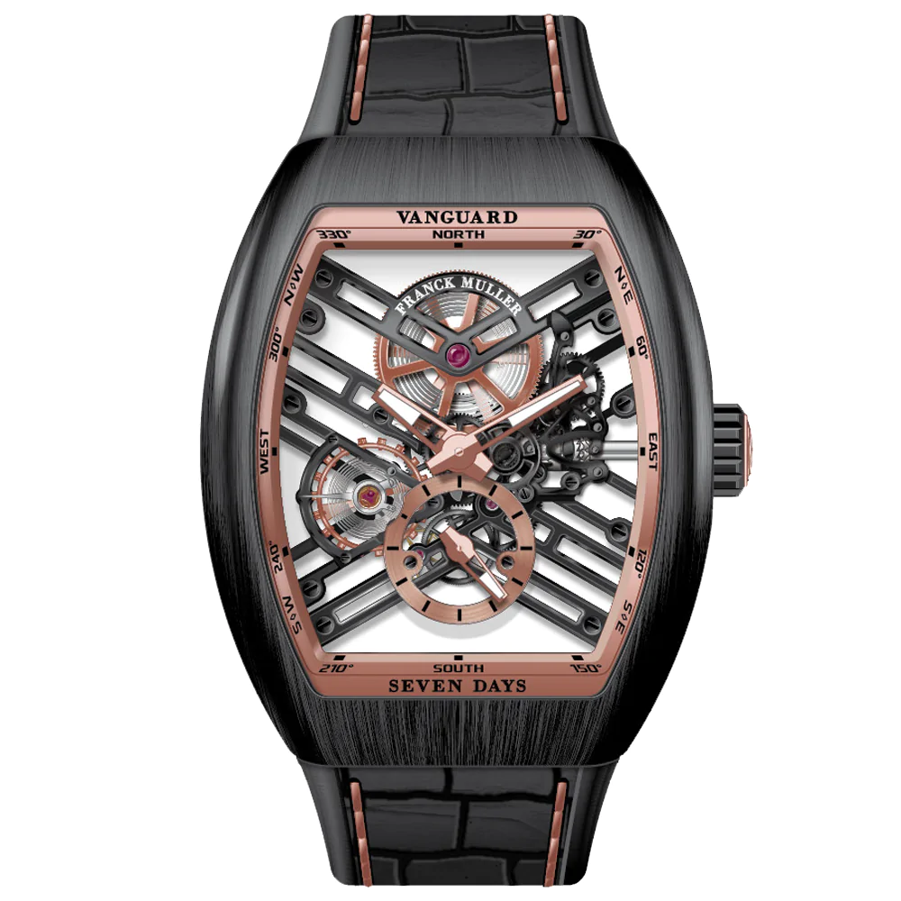 V45 Vanguard Black Titanium Rose Gold Seven Days Skeleton