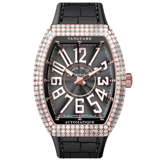 V45 Vanguard Slim Rose Gold White Diamonds Case White Numerals