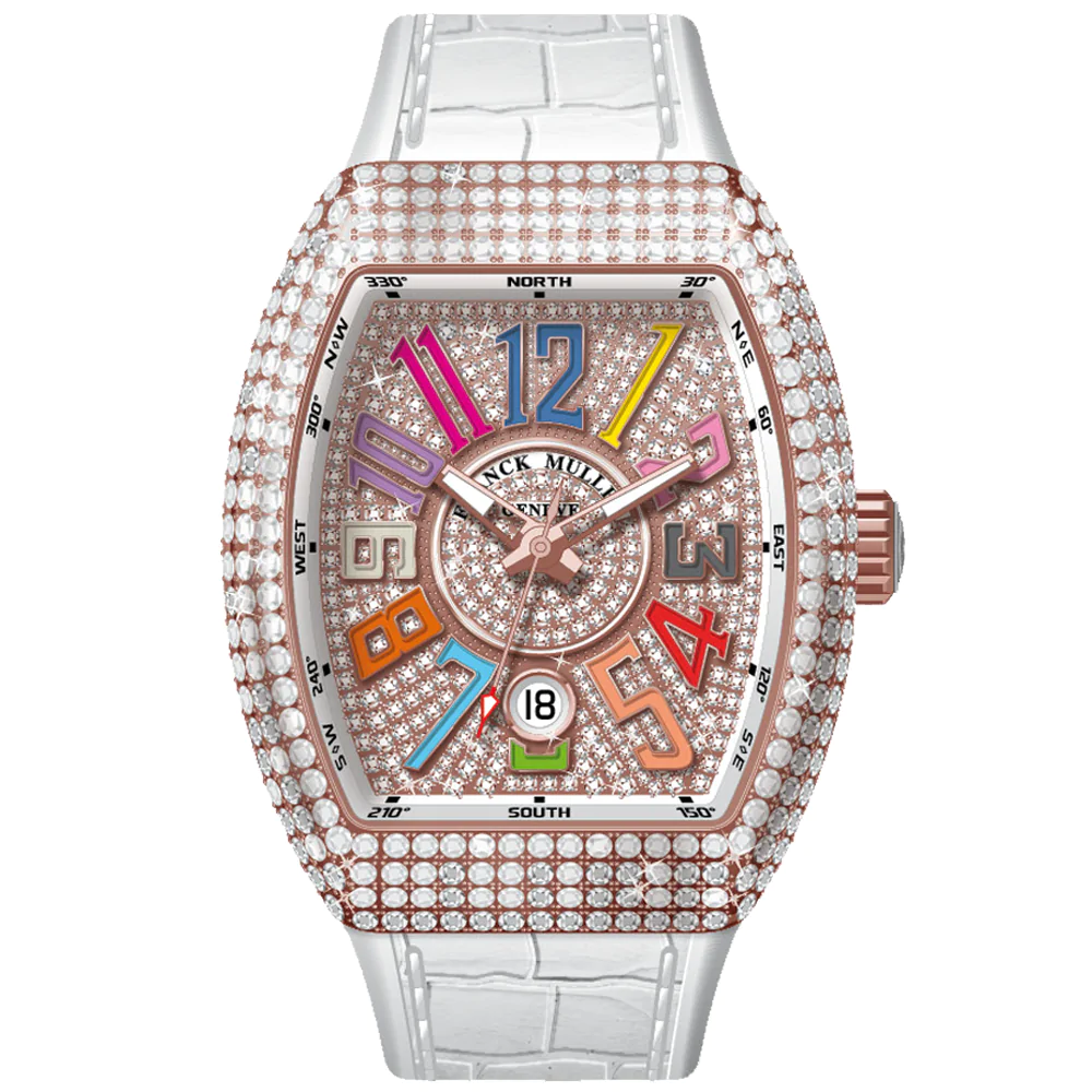 V45 Vanguard Colour Dreams Rose Gold Diamonds Case and Dial - White