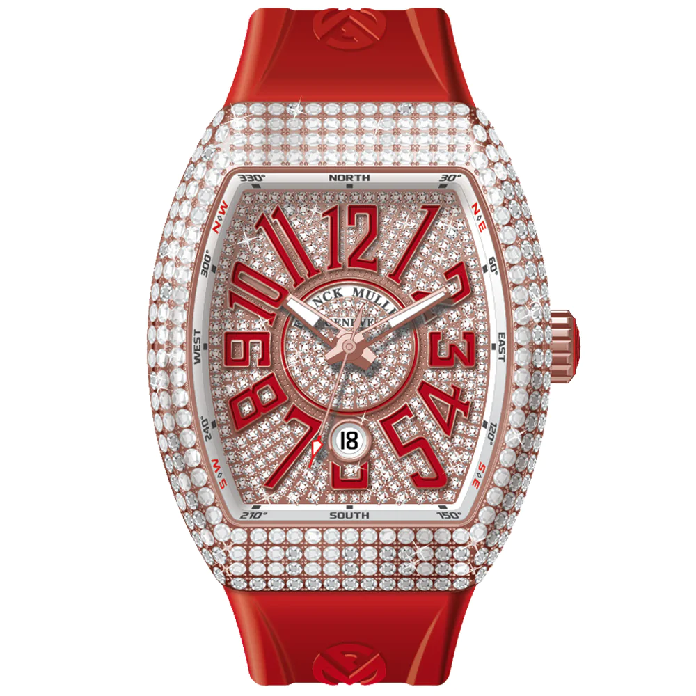 V45 Vanguard Rose Gold Diamond Case and Dial - Red