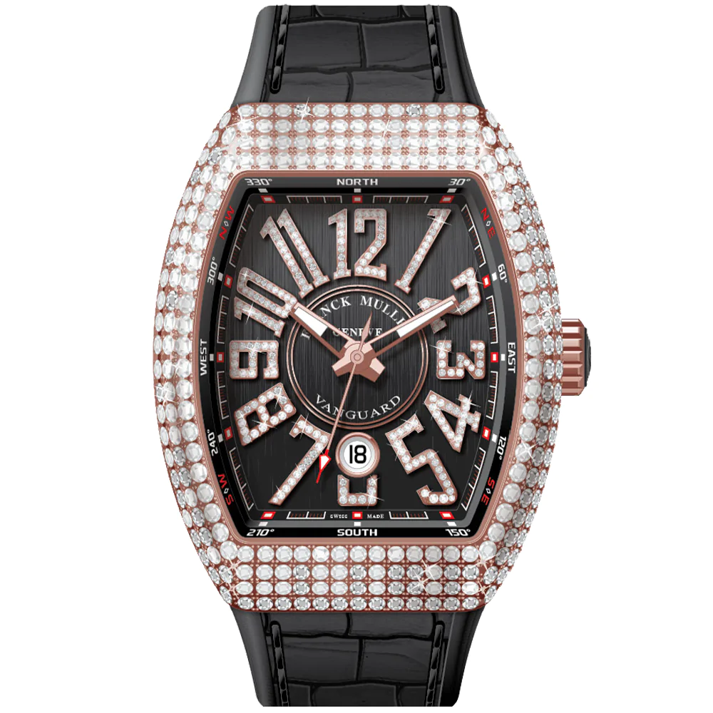 V45 Vanguard Rose Gold Diamond Case and Index - Black