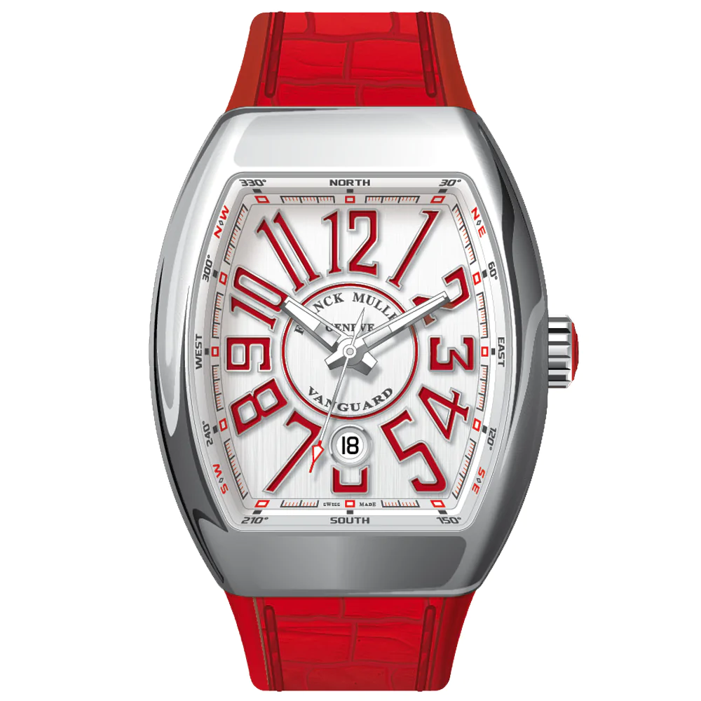 V45 Vanguard Stainless Steel White Dial - Red