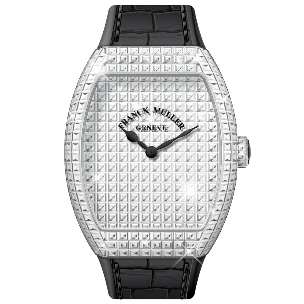 V45 Vanguard Invisible Setting White Diamonds White Gold  - Black