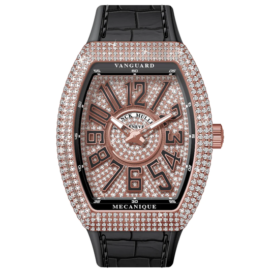 V45 Vanguard Slim Rose Gold White Diamonds Case and Dial Black Numerals