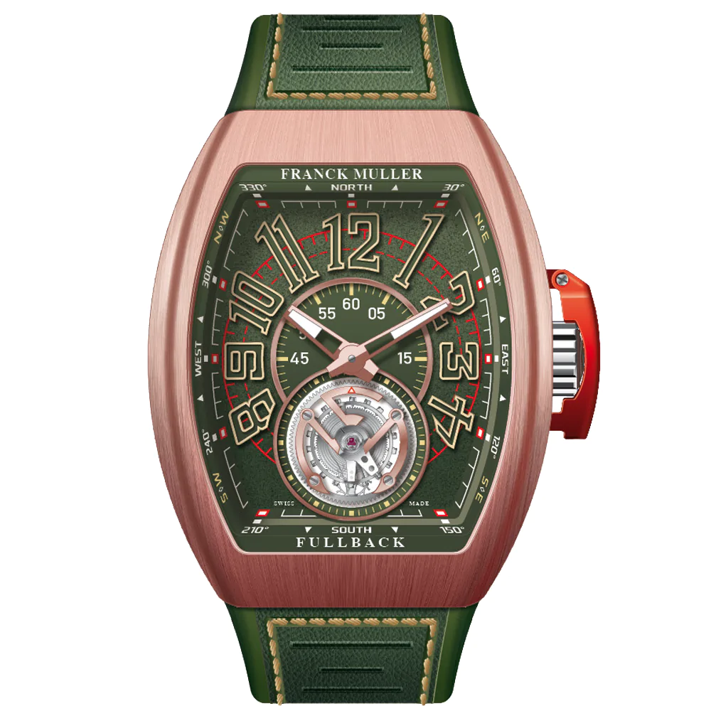 V45 Vanguard Fullback Tourbillon Brushed Rose Gold - Green