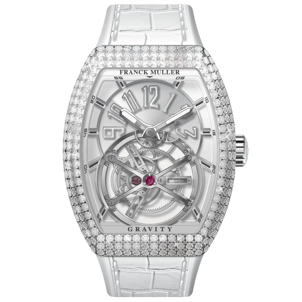 V45 Vanguard Gravity Tourbillon Steel Diamond Case - White