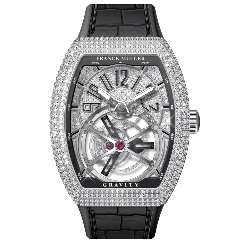 V45 Vanguard Gravity Skeleton Tourbillon White Gold Full Diamond