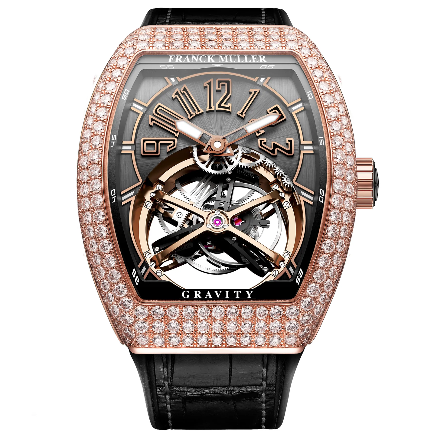 V45 Vanguard Gravity Skeleton Rose Gold Full Diamond