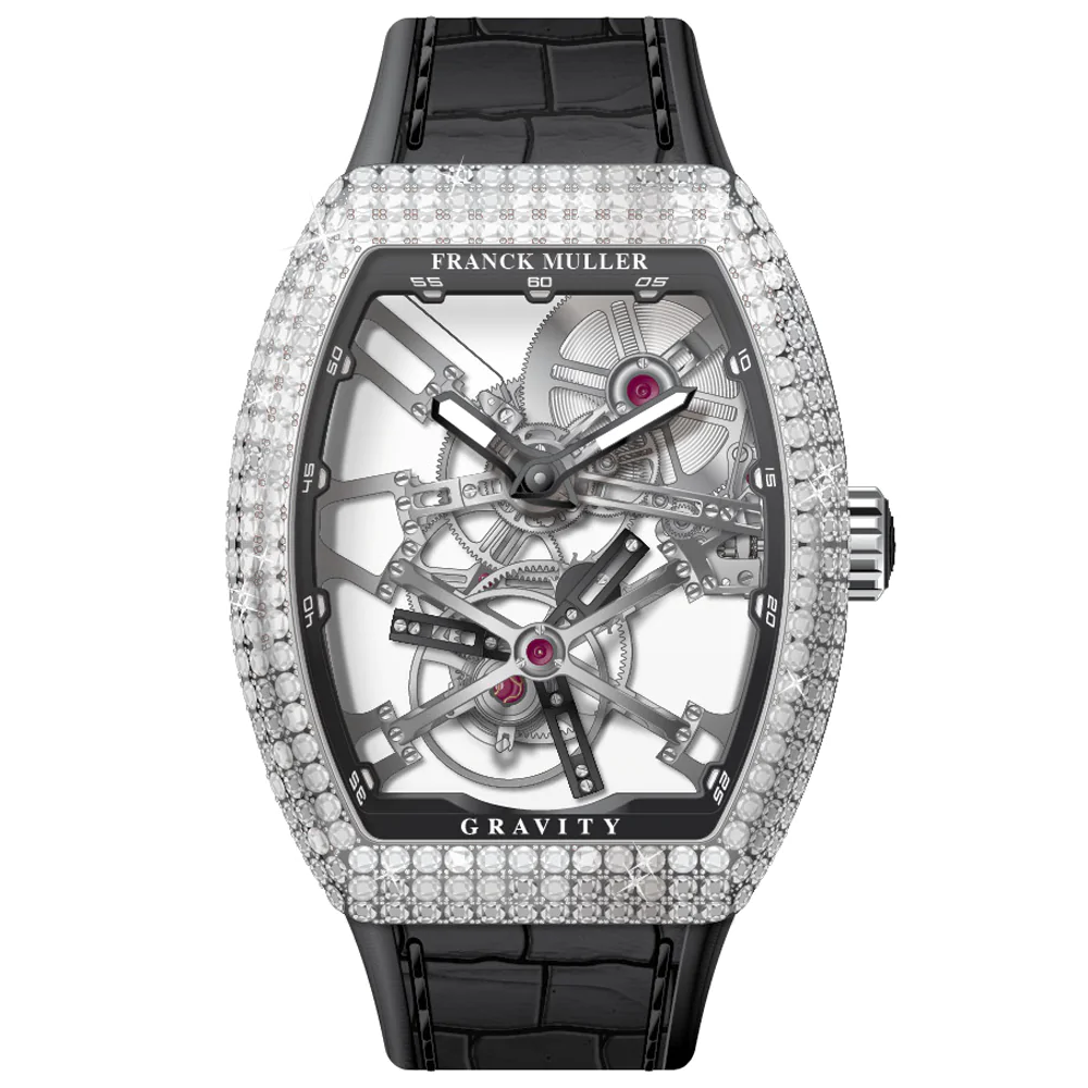 V45 Vanguard Gravity Skeleton Tourbillon Steel Diamond Case