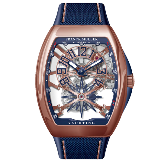 V45 Vanguard Yachting Rose Gold Skeleton Blue Numerals