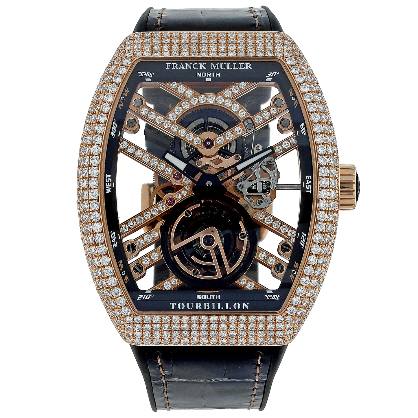 V45 Vanguard Skeleton Rose Gold Diamond Case & Dial