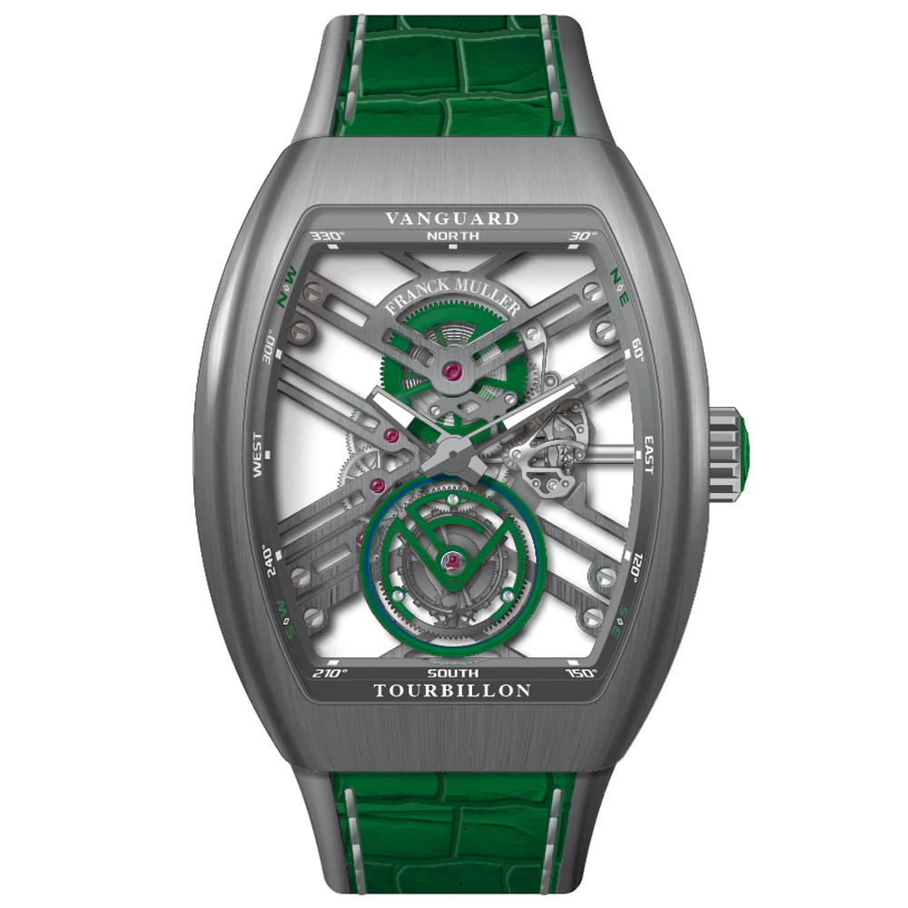 V45 Vanguard Tourbillon Skeleton Brushed Titanium - Green